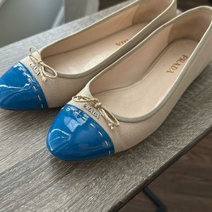 PRADA Canvas Colorblock Pattern Flats